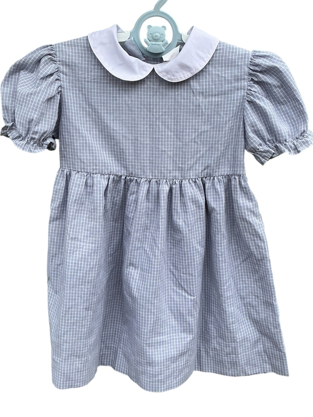 Vintage Jo Joe Fashions Blue Gingham Peter Pan Collar Dress